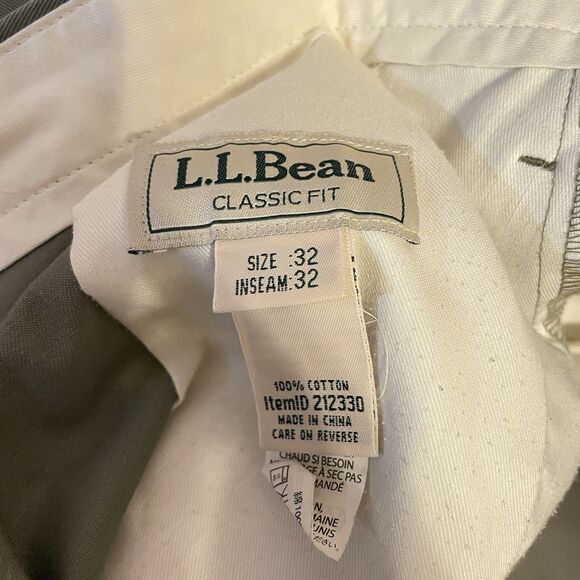 LL Bean Double L Wrinkle Free Chinos Classic Fit Plain Front Green Mens 32x32 - Picture 4 of 7
